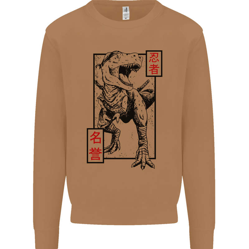 Japanese T-Rex Ninja MMA Mixed Martial Arts Mens Sweatshirt Jumper Caramel Latte