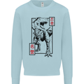 Japanese T-Rex Ninja MMA Mixed Martial Arts Mens Sweatshirt Jumper Light Blue