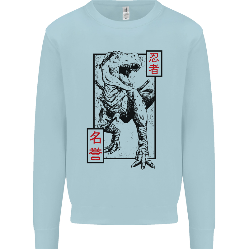 Japanese T-Rex Ninja MMA Mixed Martial Arts Mens Sweatshirt Jumper Light Blue