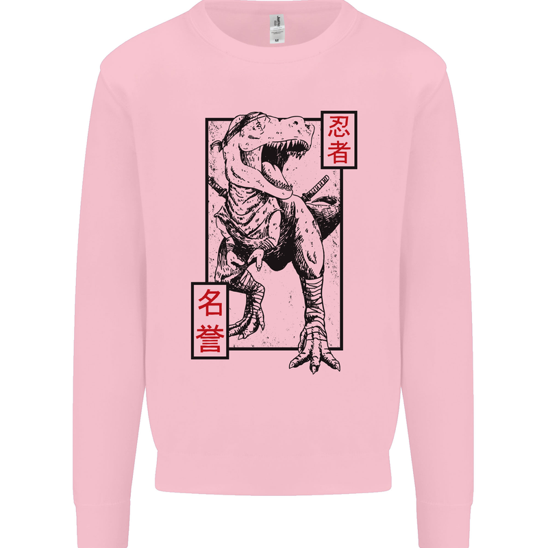 Japanese T-Rex Ninja MMA Mixed Martial Arts Mens Sweatshirt Jumper Light Pink