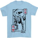 Japanese T-Rex Ninja MMA Mixed Martial Arts Mens T-Shirt 100% Cotton Light Blue