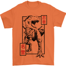 Japanese T-Rex Ninja MMA Mixed Martial Arts Mens T-Shirt 100% Cotton Orange