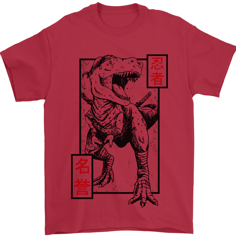 Japanese T-Rex Ninja MMA Mixed Martial Arts Mens T-Shirt 100% Cotton Red