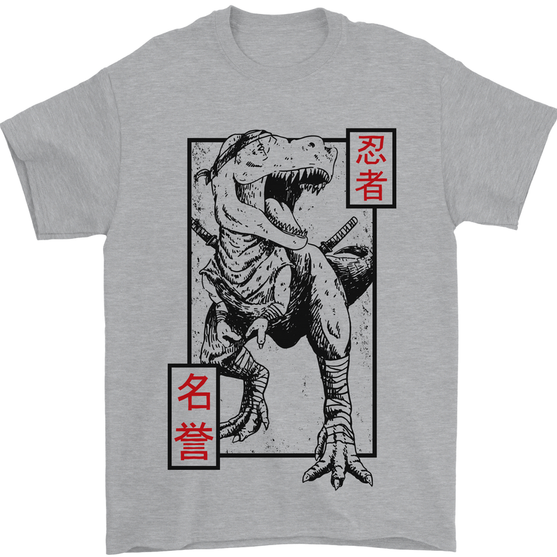 Japanese T-Rex Ninja MMA Mixed Martial Arts Mens T-Shirt 100% Cotton Sports Grey