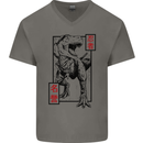 Japanese T-Rex Ninja MMA Mixed Martial Arts Mens V-Neck Cotton T-Shirt Charcoal