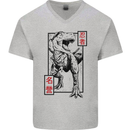 Japanese T-Rex Ninja MMA Mixed Martial Arts Mens V-Neck Cotton T-Shirt Sports Grey