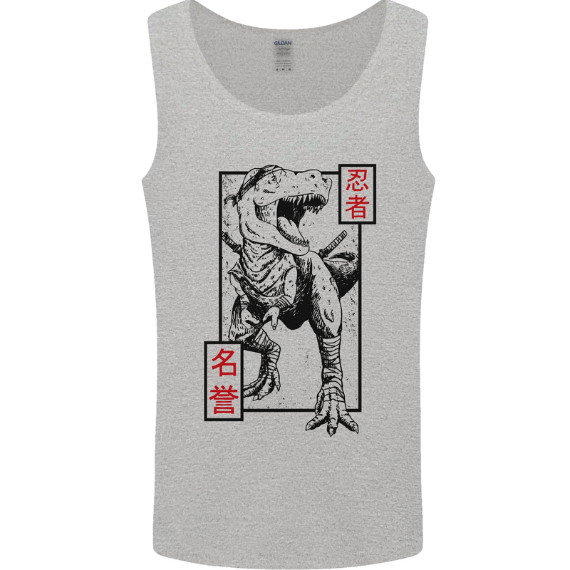 Japanese T-Rex Ninja MMA Mixed Martial Arts Mens Vest Tank Top Sports Grey