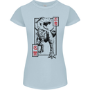 Japanese T-Rex Ninja MMA Mixed Martial Arts Womens Petite Cut T-Shirt Light Blue