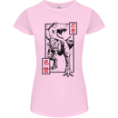 Japanese T-Rex Ninja MMA Mixed Martial Arts Womens Petite Cut T-Shirt Light Pink