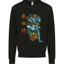 Japanese Tiger Japan Text Dragon Kids Sweatshirt Jumper Black