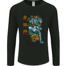 Japanese Tiger Japan Text Dragon Mens Long Sleeve T-Shirt Black