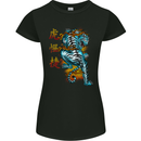 Japanese Tiger Japan Text Dragon Womens Petite Cut T-Shirt Black