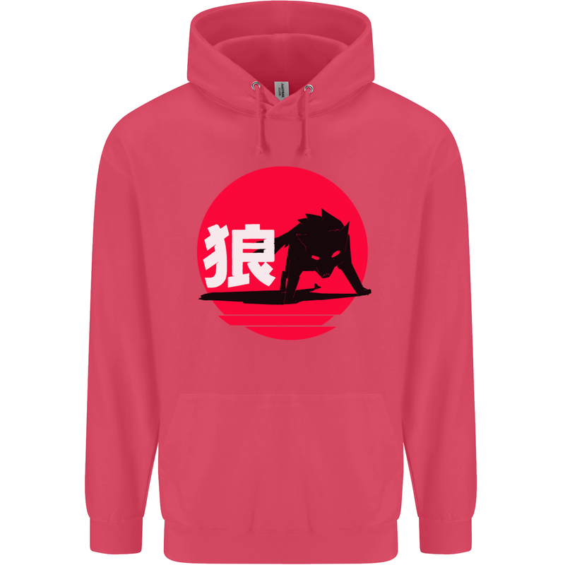 Japanese Wolf Japan Childrens Kids Hoodie Heliconia