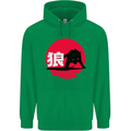 Japanese Wolf Japan Childrens Kids Hoodie Irish Green