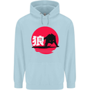 Japanese Wolf Japan Childrens Kids Hoodie Light Blue