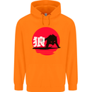 Japanese Wolf Japan Childrens Kids Hoodie Orange