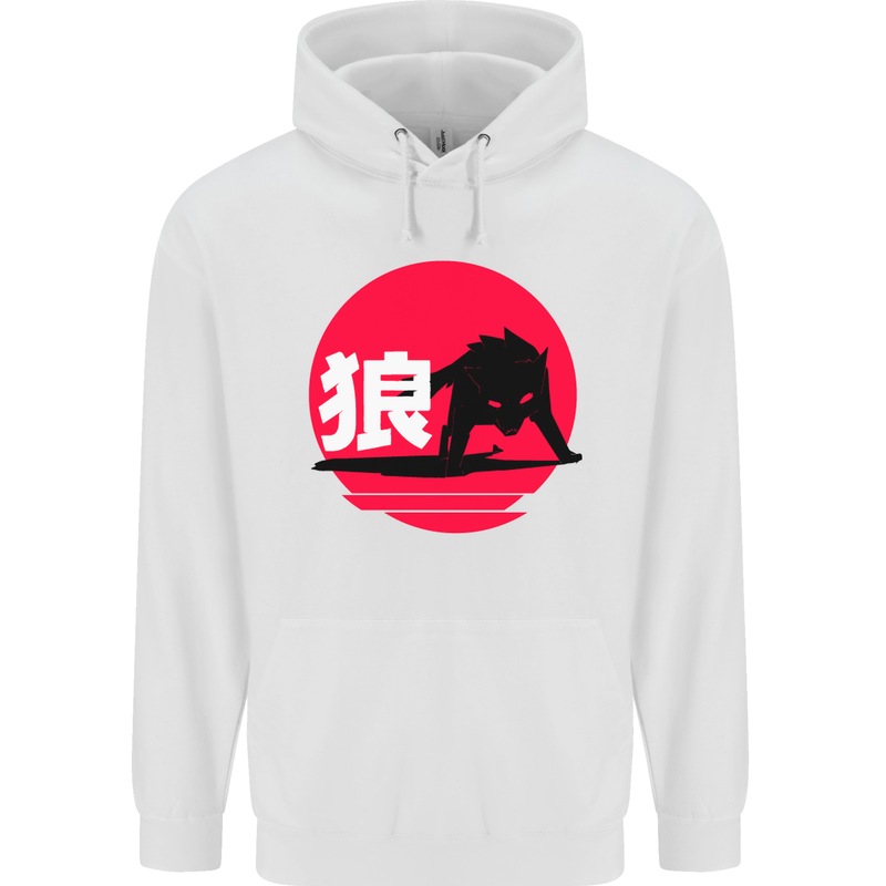 Japanese Wolf Japan Childrens Kids Hoodie White