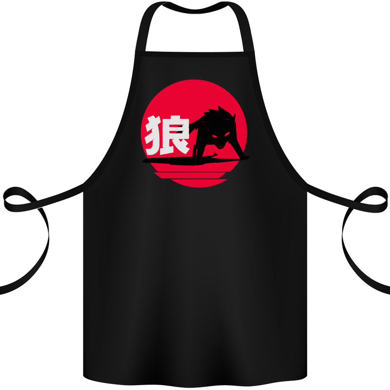 Japanese Wolf Japan Cotton Apron 100% Organic Black