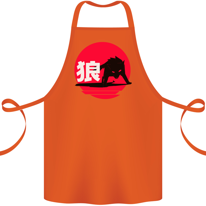 Japanese Wolf Japan Cotton Apron 100% Organic Orange