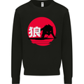 Japanese Wolf Japan Kids Sweatshirt Jumper Black