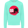 Japanese Wolf Japan Kids Sweatshirt Jumper Peppermint