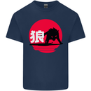 Japanese Wolf Japan Kids T-Shirt Childrens Navy Blue