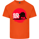 Japanese Wolf Japan Kids T-Shirt Childrens Orange
