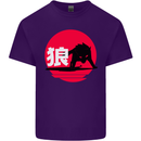 Japanese Wolf Japan Mens Cotton T-Shirt Tee Top Purple