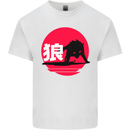 Japanese Wolf Japan Mens Cotton T-Shirt Tee Top White