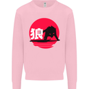 Japanese Wolf Japan Mens Sweatshirt Jumper Light Pink