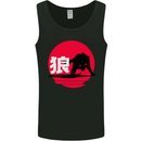 Japanese Wolf Japan Mens Vest Tank Top Black