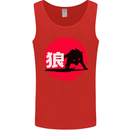 Japanese Wolf Japan Mens Vest Tank Top Red