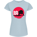 Japanese Wolf Japan Womens Petite Cut T-Shirt Light Blue