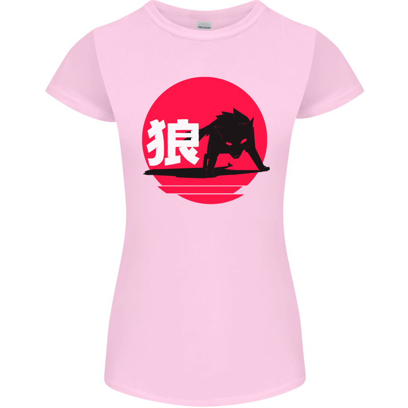 Japanese Wolf Japan Womens Petite Cut T-Shirt Light Pink