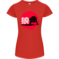 Japanese Wolf Japan Womens Petite Cut T-Shirt Red