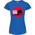 Japanese Wolf Japan Womens Petite Cut T-Shirt Royal Blue
