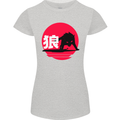 Japanese Wolf Japan Womens Petite Cut T-Shirt Sports Grey