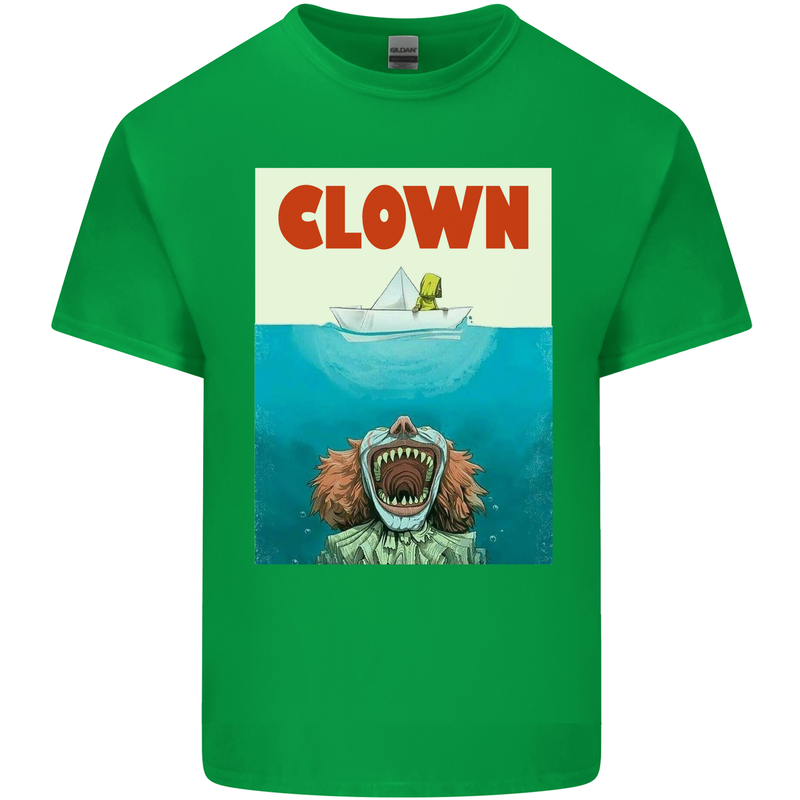 Jaws Funny Parody Clown Halloween Horror Mens Cotton T-Shirt Tee Top Irish Green