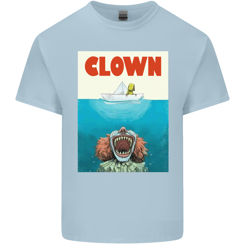 Jaws Funny Parody Clown Halloween Horror Mens Cotton T-Shirt Tee Top Light Blue