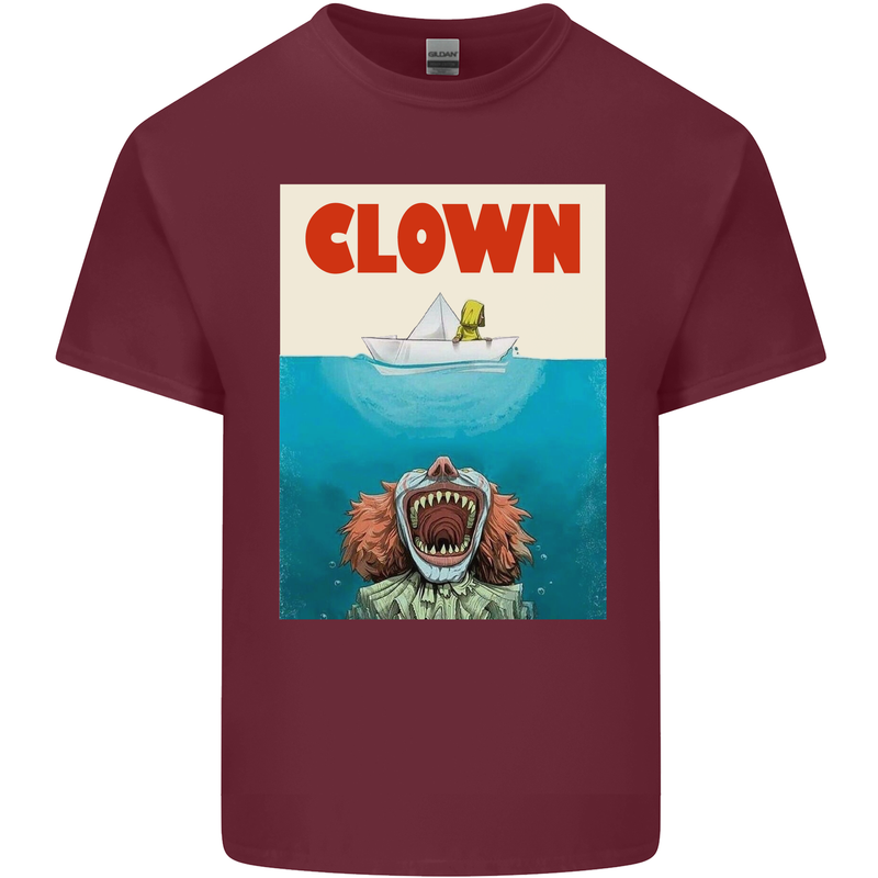 Jaws Funny Parody Clown Halloween Horror Mens Cotton T-Shirt Tee Top Maroon