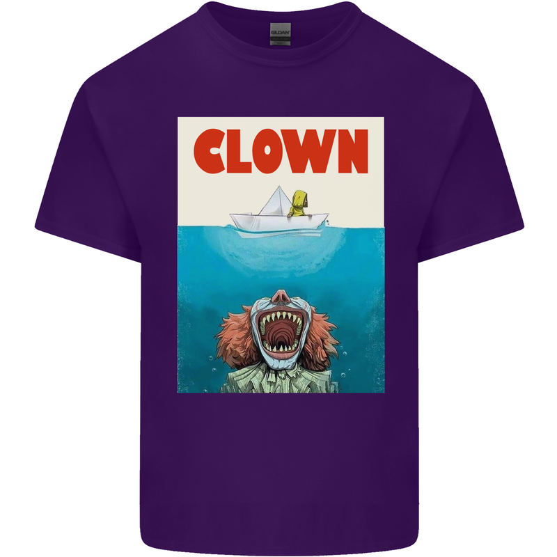 Jaws Funny Parody Clown Halloween Horror Mens Cotton T-Shirt Tee Top Purple