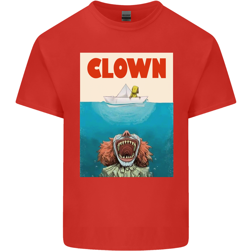 Jaws Funny Parody Clown Halloween Horror Mens Cotton T-Shirt Tee Top Red