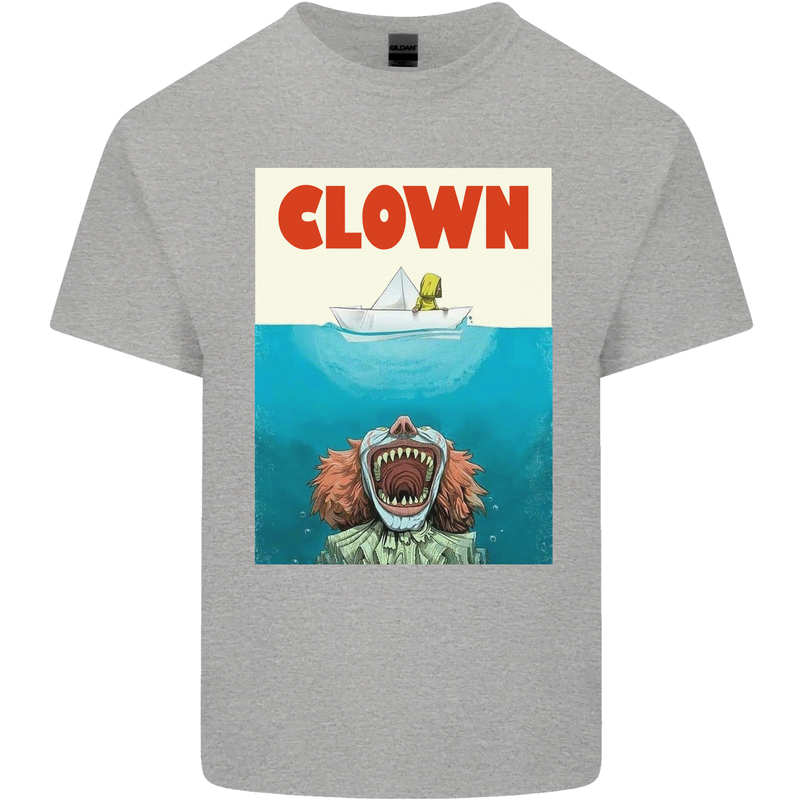 Jaws Funny Parody Clown Halloween Horror Mens Cotton T-Shirt Tee Top Sports Grey
