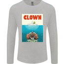 Jaws Funny Parody Clown Halloween Horror Mens Long Sleeve T-Shirt Sports Grey