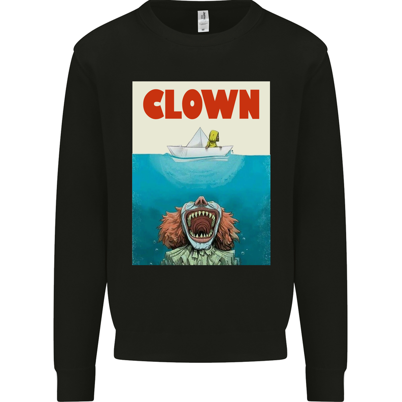 Jaws Funny Parody Clown Halloween Horror Mens Sweatshirt Jumper Black