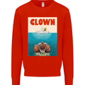 Jaws Funny Parody Clown Halloween Horror Mens Sweatshirt Jumper Bright Red