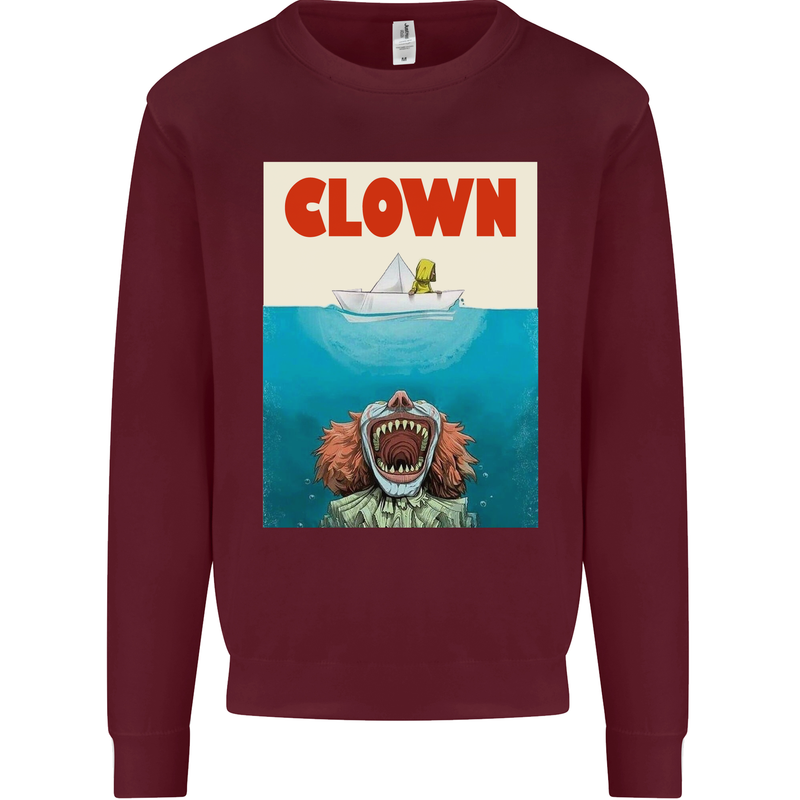 Jaws Funny Parody Clown Halloween Horror Mens Sweatshirt Jumper Maroon