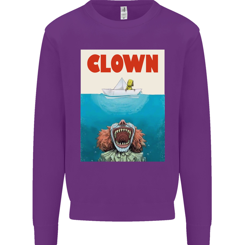 Jaws Funny Parody Clown Halloween Horror Mens Sweatshirt Jumper Purple