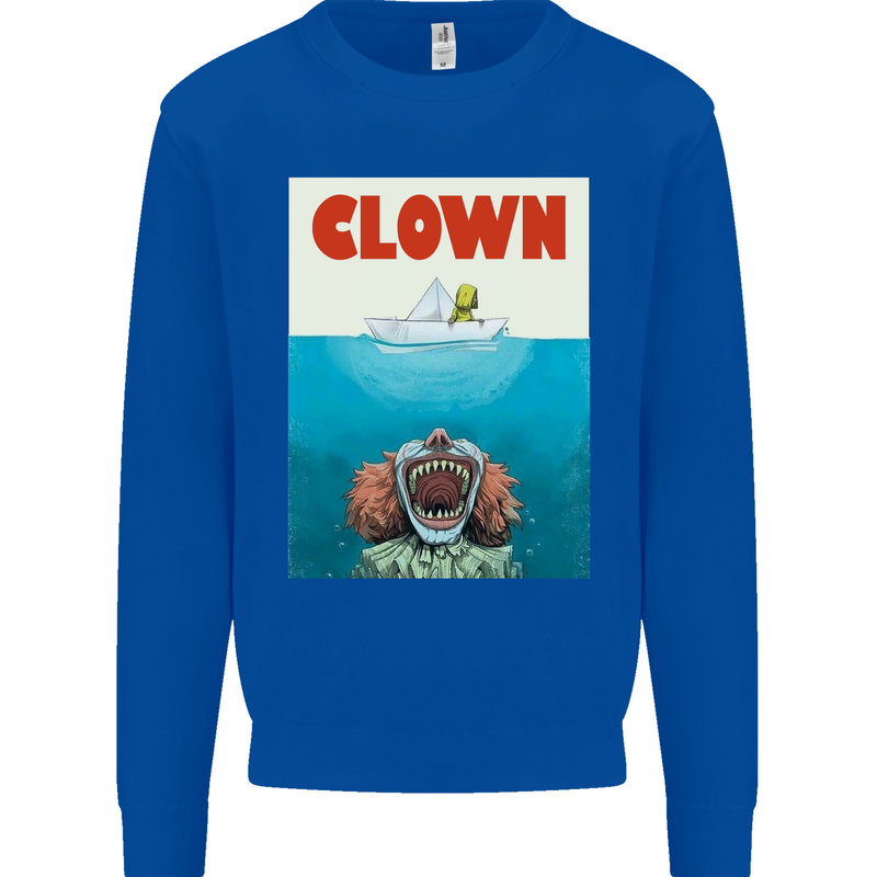 Jaws Funny Parody Clown Halloween Horror Mens Sweatshirt Jumper Royal Blue