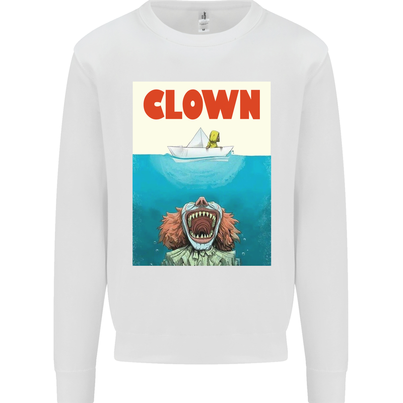 Jaws Funny Parody Clown Halloween Horror Mens Sweatshirt Jumper White